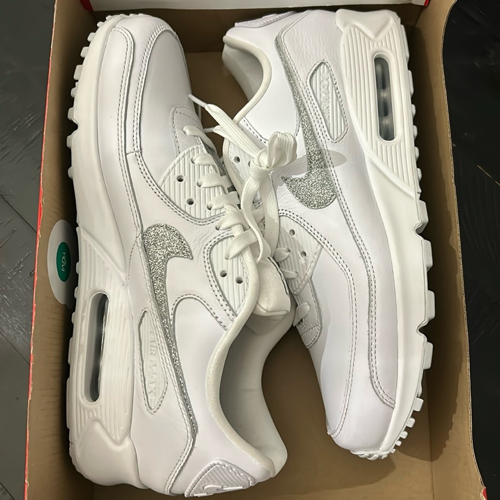 Nike air max 90 with silver glitter swoop